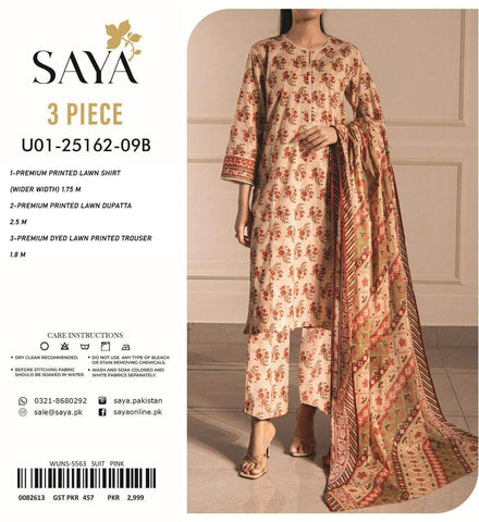 SAYA Lawn 3Pcs suit - ᖴᗩᗷᖇᎥᑕᗝᖇᗩ